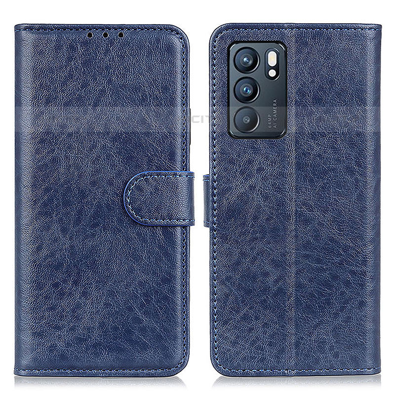 Funda de Cuero Cartera con Soporte Carcasa A04D para Oppo Reno6 5G Azul