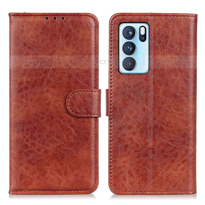 Funda de Cuero Cartera con Soporte Carcasa A04D para Oppo Reno6 Pro 5G India Marron