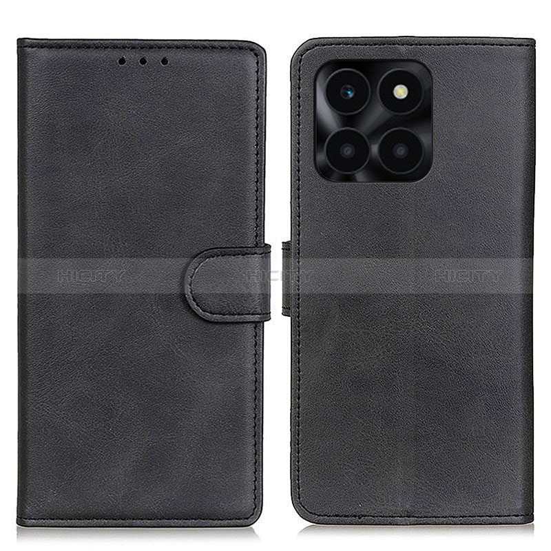 Funda de Cuero Cartera con Soporte Carcasa A05D para Huawei Honor X6a Negro