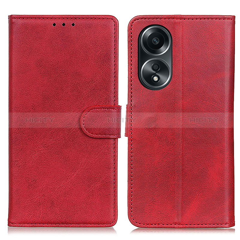 Funda de Cuero Cartera con Soporte Carcasa A05D para Oppo A18 Rojo