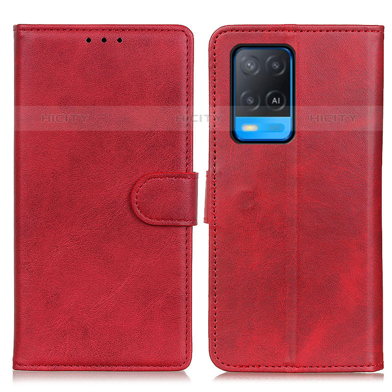 Funda de Cuero Cartera con Soporte Carcasa A05D para Oppo A54 4G Rojo