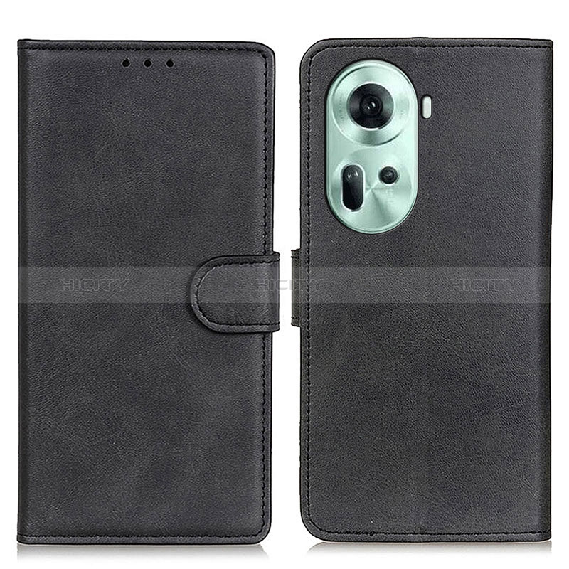 Funda de Cuero Cartera con Soporte Carcasa A05D para Oppo Reno11 5G Negro