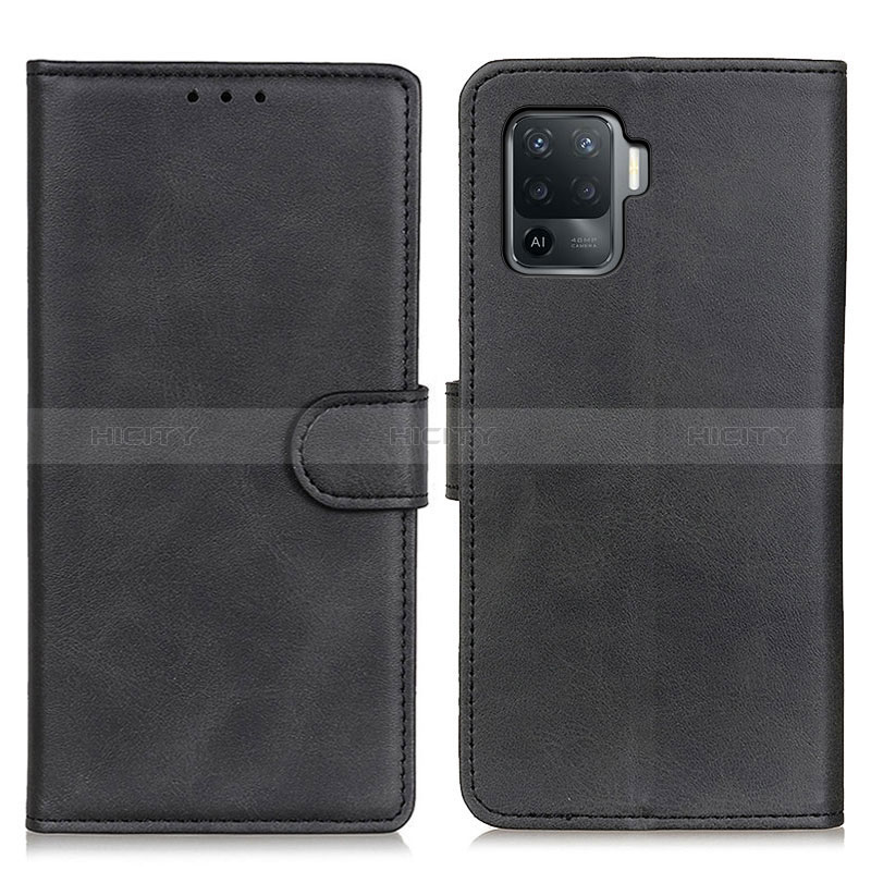 Funda de Cuero Cartera con Soporte Carcasa A05D para Oppo Reno5 Lite Negro