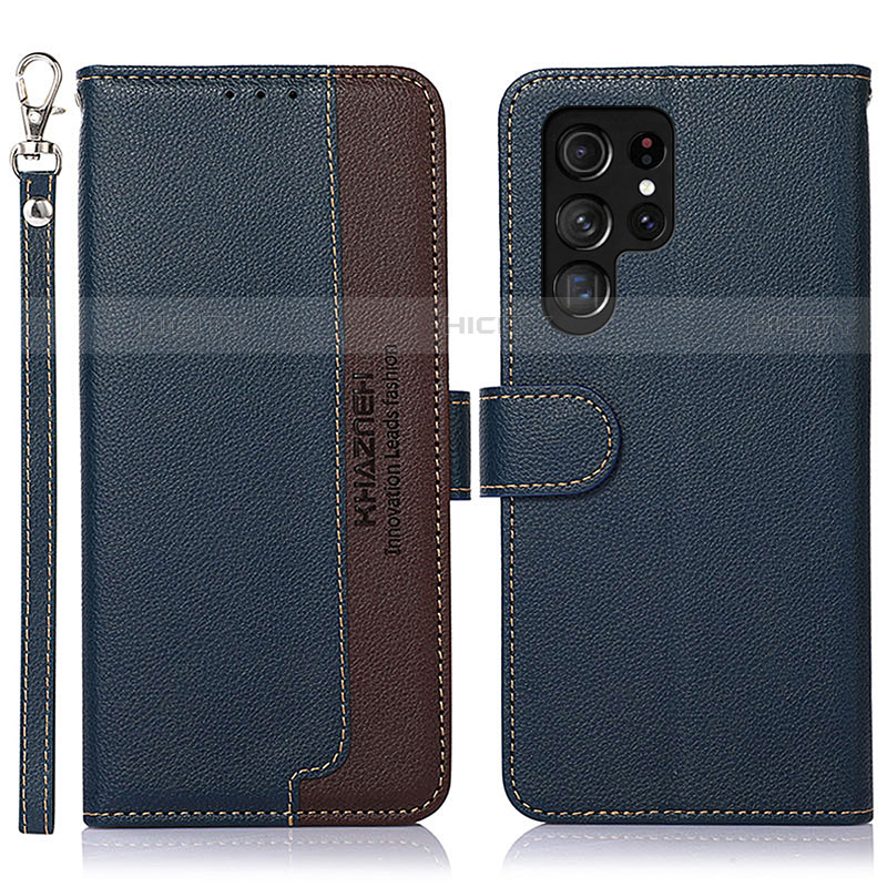 Funda de Cuero Cartera con Soporte Carcasa A05D para Samsung Galaxy S23 Ultra 5G Azul