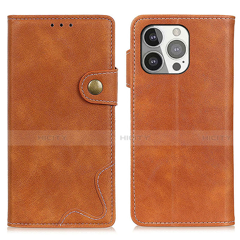 Funda de Cuero Cartera con Soporte Carcasa A06 para Apple iPhone 14 Pro Max Marron