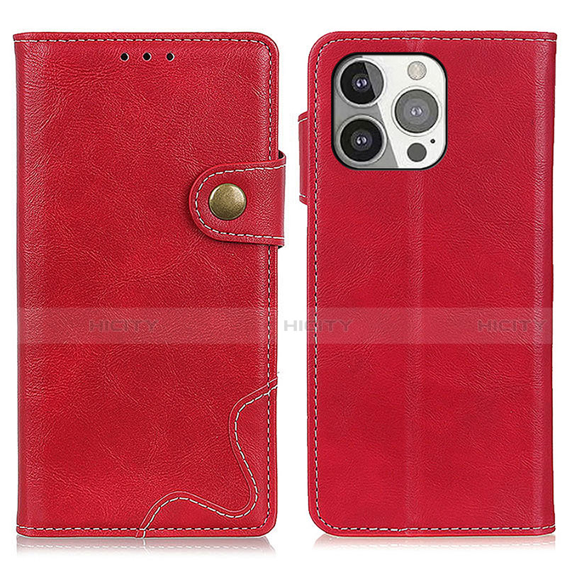 Funda de Cuero Cartera con Soporte Carcasa A06 para Apple iPhone 14 Pro Rojo