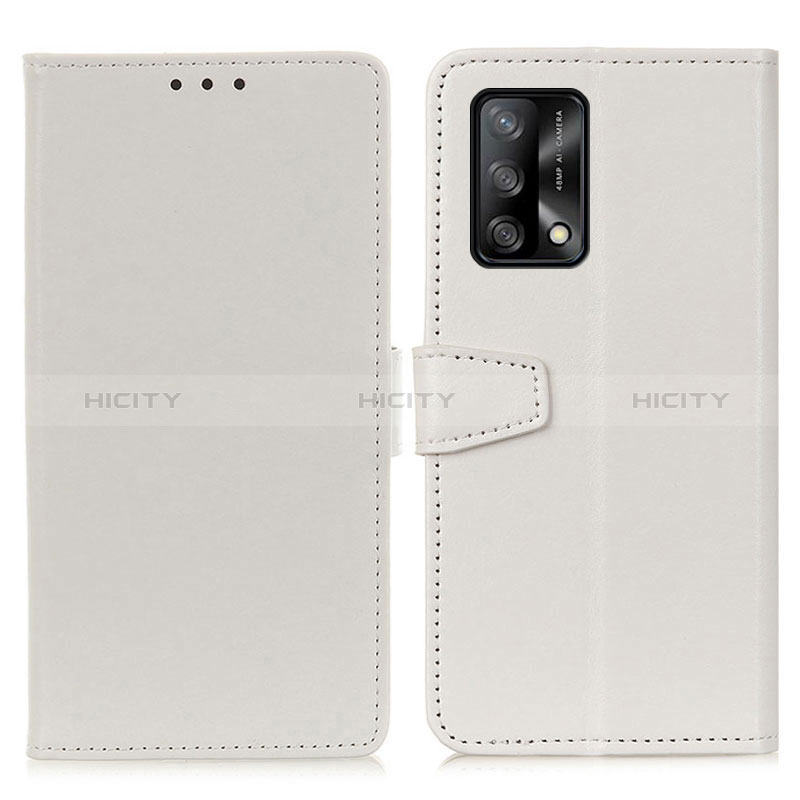 Funda de Cuero Cartera con Soporte Carcasa A06D para Oppo F19 Blanco