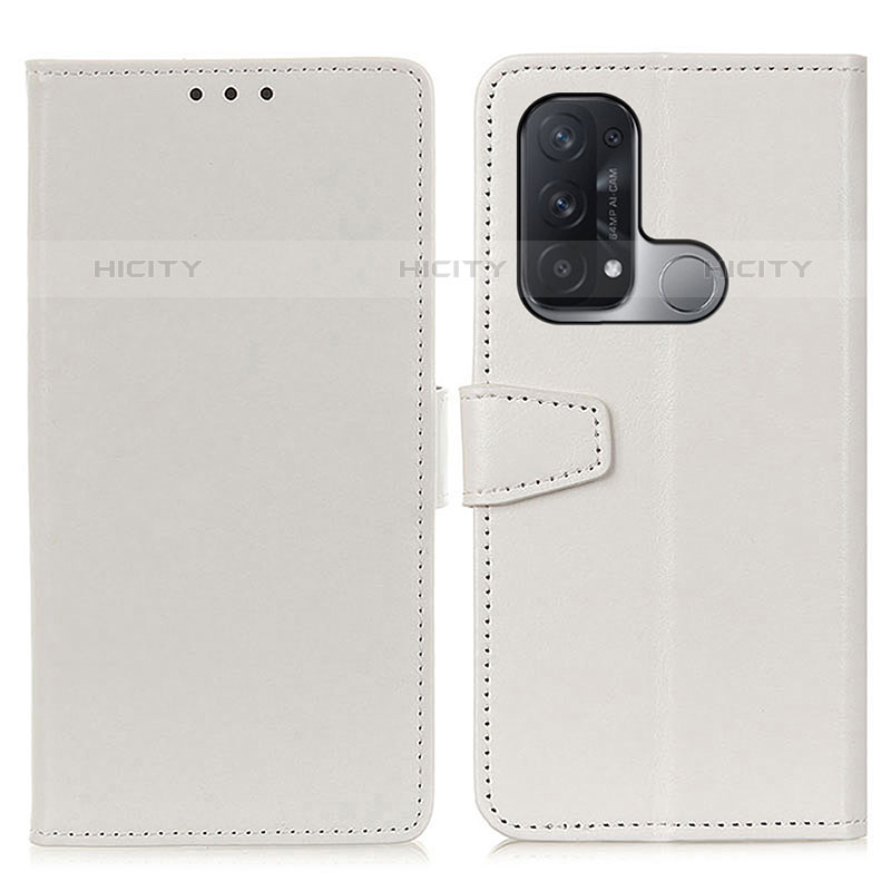 Funda de Cuero Cartera con Soporte Carcasa A06D para Oppo Reno5 A Blanco