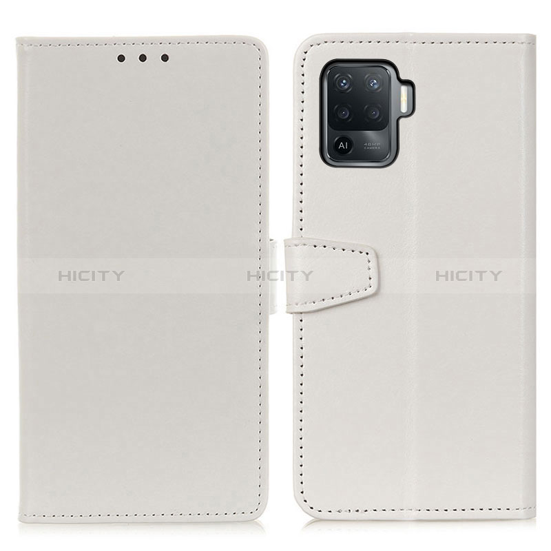 Funda de Cuero Cartera con Soporte Carcasa A06D para Oppo Reno5 Lite Blanco