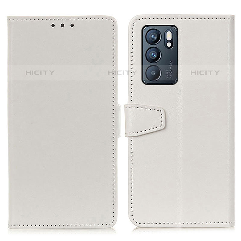 Funda de Cuero Cartera con Soporte Carcasa A06D para Oppo Reno6 5G Blanco