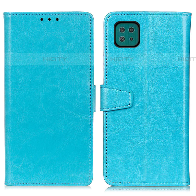 Funda de Cuero Cartera con Soporte Carcasa A06D para Samsung Galaxy F42 5G Azul Cielo