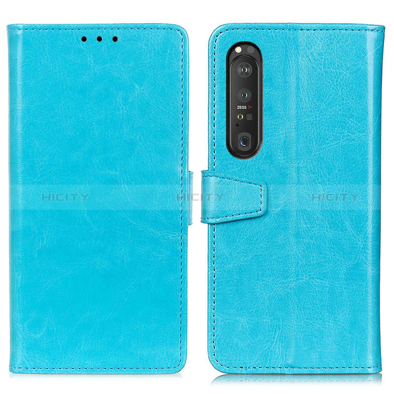 Funda de Cuero Cartera con Soporte Carcasa A06D para Sony Xperia 1 III Azul Cielo