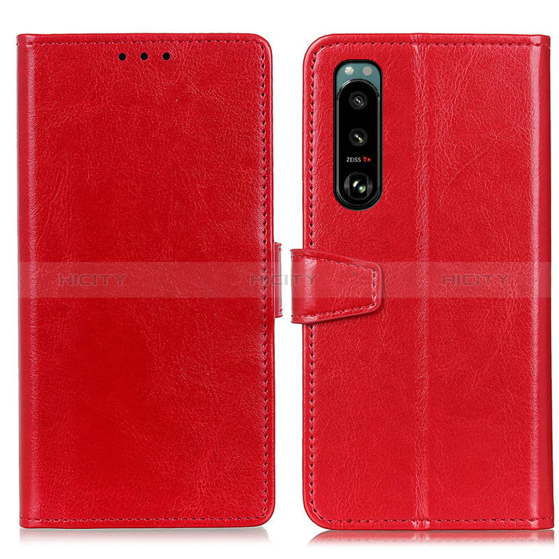 Funda de Cuero Cartera con Soporte Carcasa A06D para Sony Xperia 5 III SO-53B Rojo