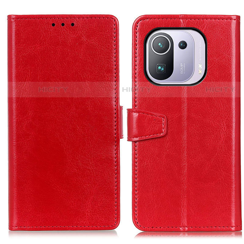 Funda de Cuero Cartera con Soporte Carcasa A06D para Xiaomi Mi 11 Pro 5G Rojo