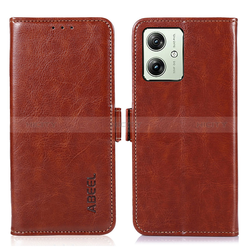 Funda de Cuero Cartera con Soporte Carcasa A07D para Motorola Moto G54 5G Marron