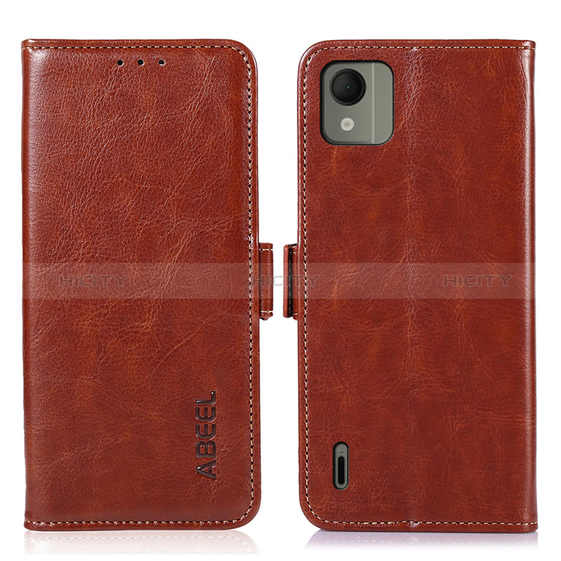 Funda de Cuero Cartera con Soporte Carcasa A07D para Nokia C110 Marron