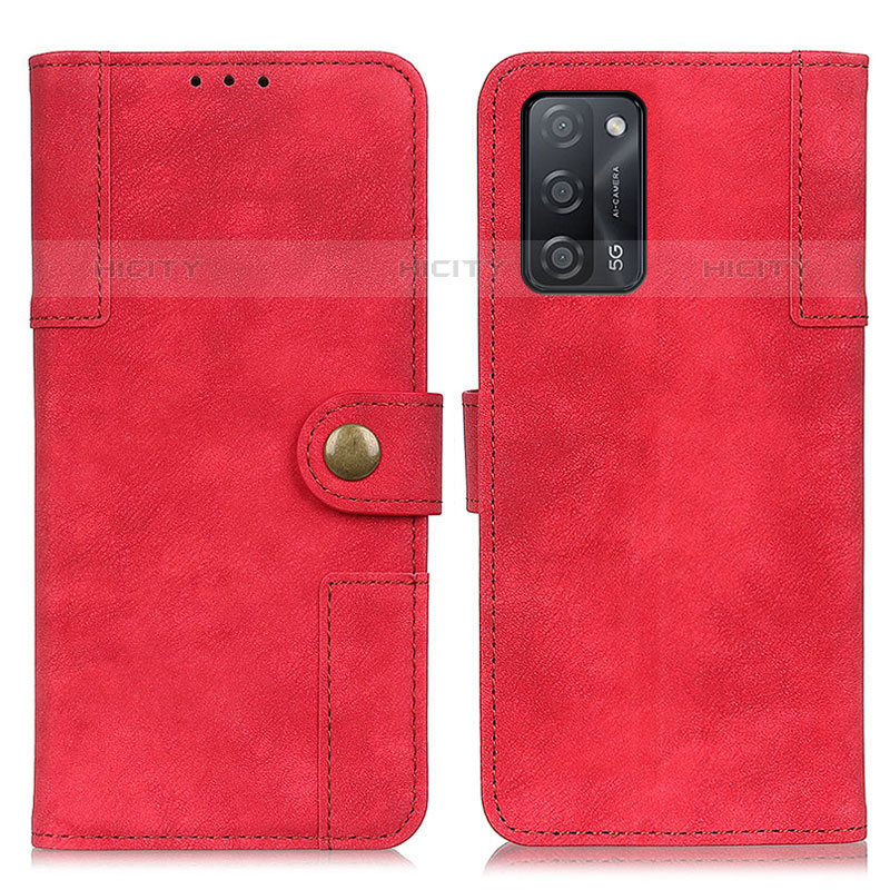 Funda de Cuero Cartera con Soporte Carcasa A07D para Oppo A55 5G Rojo