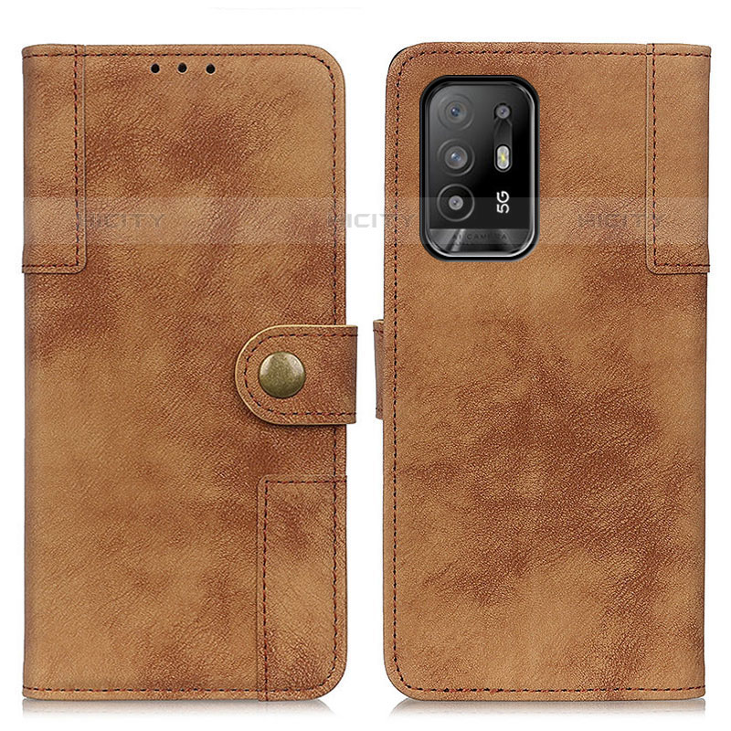 Funda de Cuero Cartera con Soporte Carcasa A07D para Oppo A94 5G Marron