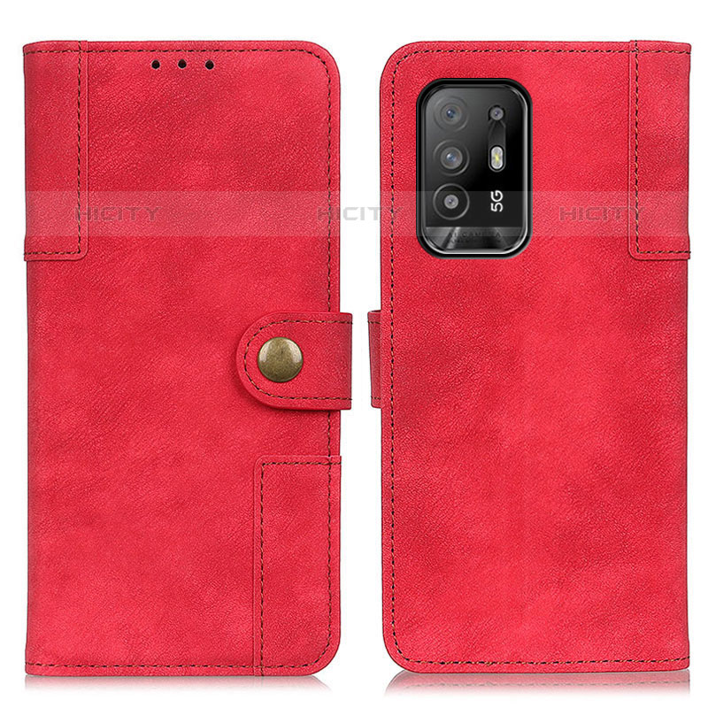 Funda de Cuero Cartera con Soporte Carcasa A07D para Oppo A94 5G Rojo