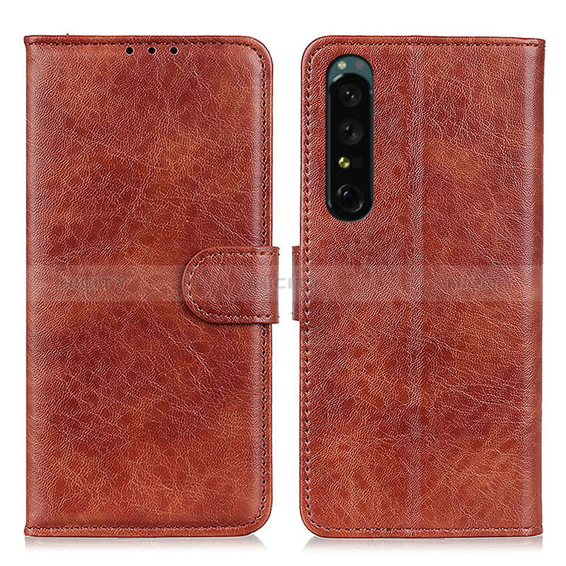 Funda de Cuero Cartera con Soporte Carcasa A07D para Sony Xperia 1 V Marron