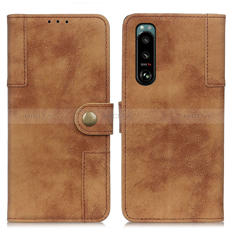 Funda de Cuero Cartera con Soporte Carcasa A07D para Sony Xperia 5 III SO-53B Marron