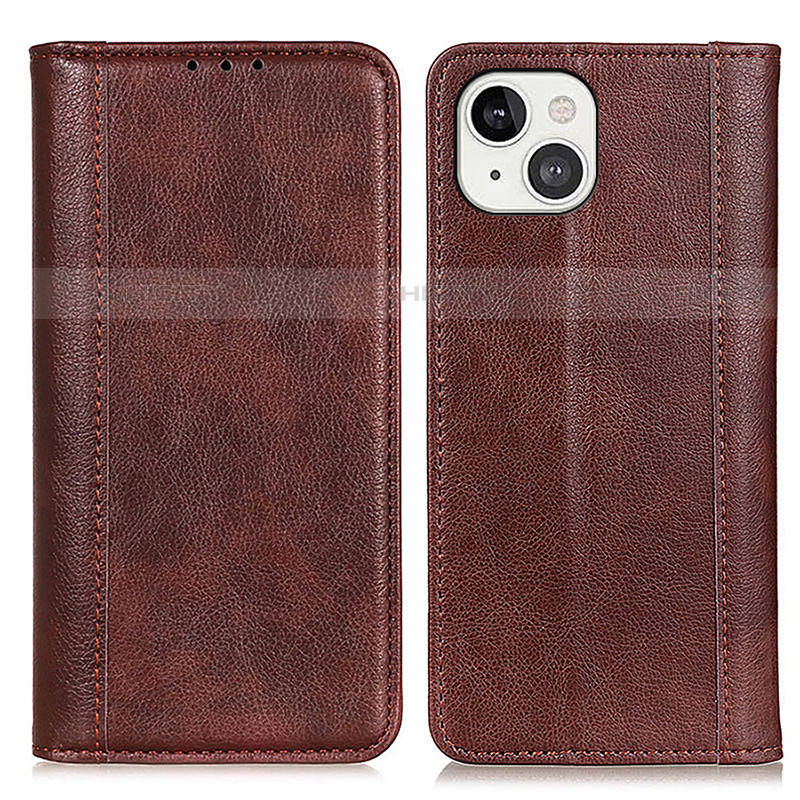 Funda de Cuero Cartera con Soporte Carcasa A08 para Apple iPhone 13 Marron