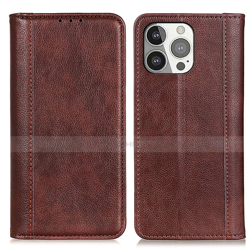 Funda de Cuero Cartera con Soporte Carcasa A08 para Apple iPhone 15 Pro Max Marron