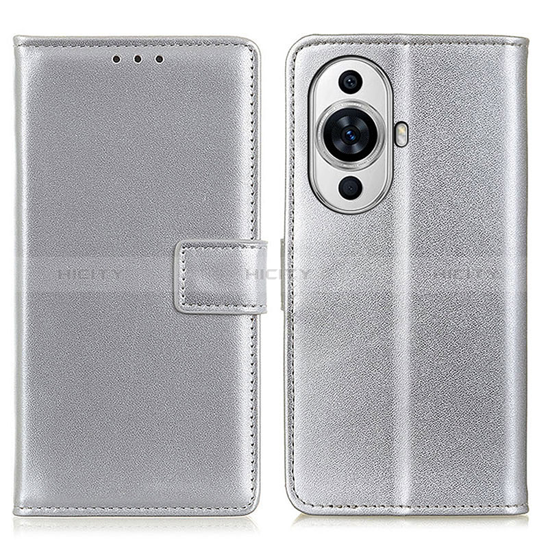 Funda de Cuero Cartera con Soporte Carcasa A08D para Huawei Nova 11 Pro Plata