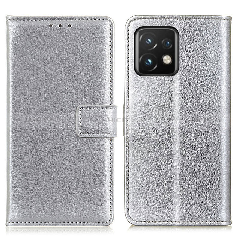 Funda de Cuero Cartera con Soporte Carcasa A08D para Motorola Moto Edge 40 Pro 5G Plata