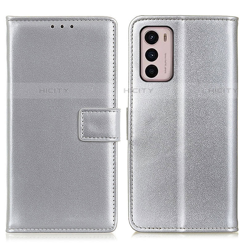 Funda de Cuero Cartera con Soporte Carcasa A08D para Motorola Moto G42 Plata