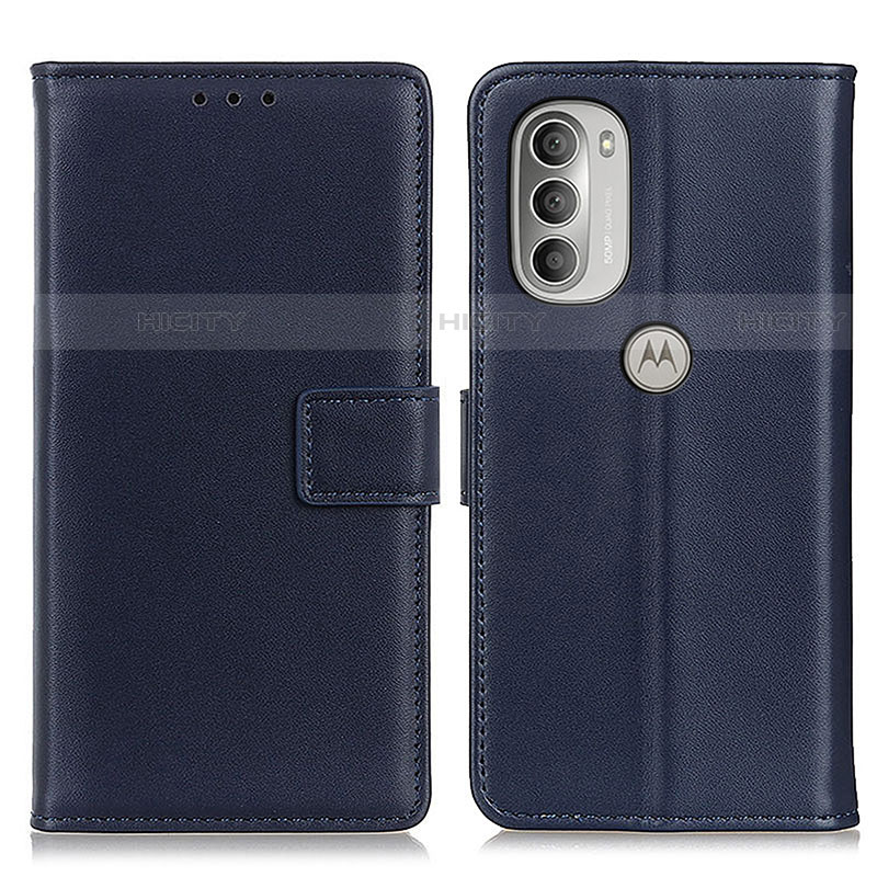 Funda de Cuero Cartera con Soporte Carcasa A08D para Motorola Moto G51 5G Azul