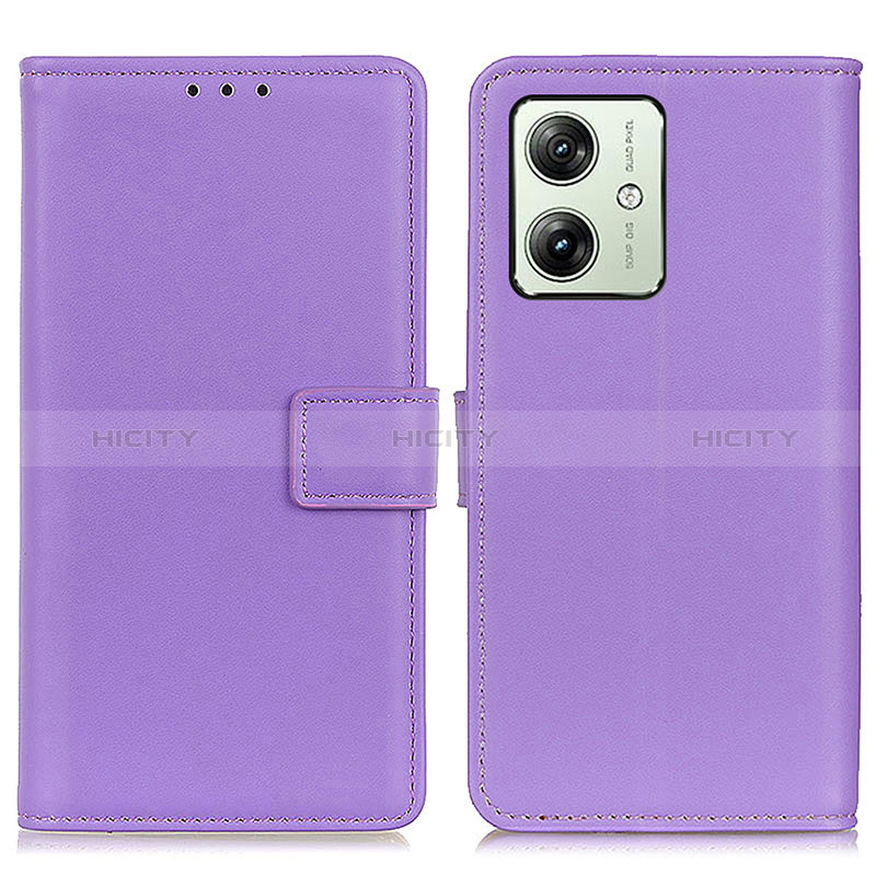 Funda de Cuero Cartera con Soporte Carcasa A08D para Motorola Moto G54 5G Morado