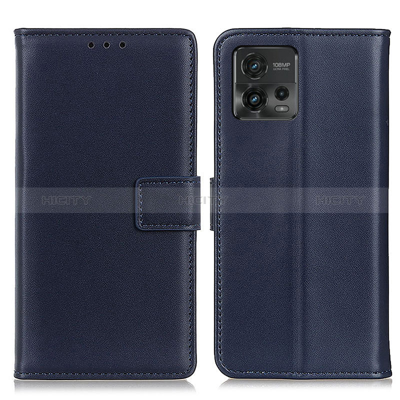 Funda de Cuero Cartera con Soporte Carcasa A08D para Motorola Moto G72 Azul