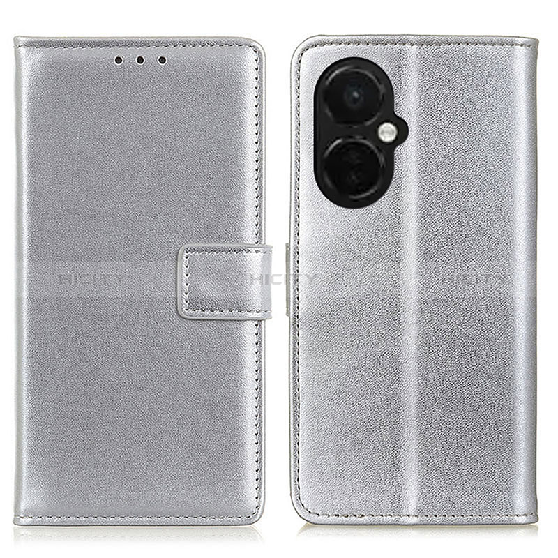 Funda de Cuero Cartera con Soporte Carcasa A08D para OnePlus Nord CE 3 5G Plata