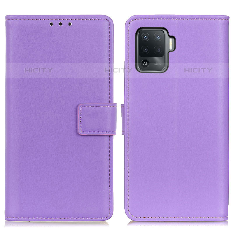 Funda de Cuero Cartera con Soporte Carcasa A08D para Oppo A94 4G Morado