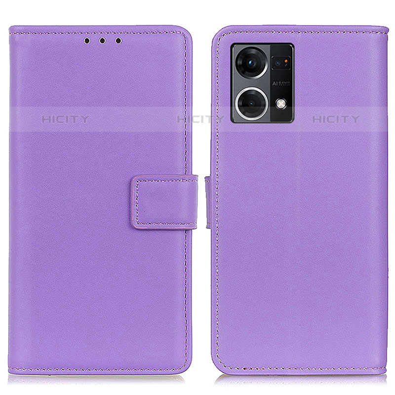 Funda de Cuero Cartera con Soporte Carcasa A08D para Oppo F21 Pro 4G Morado