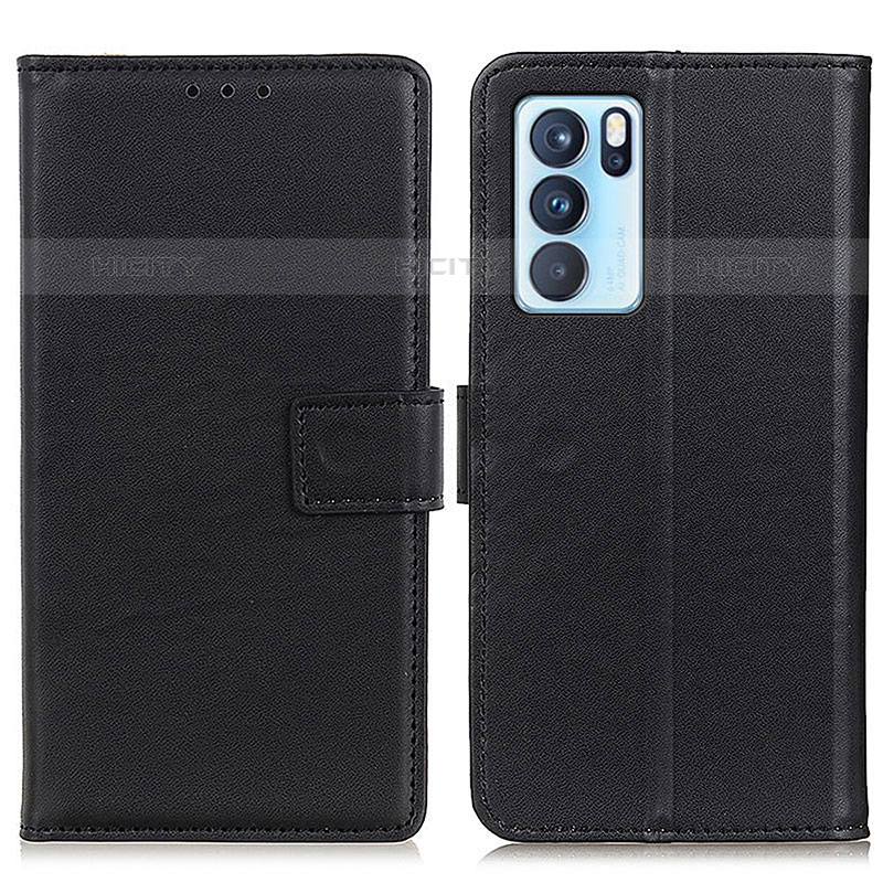 Funda de Cuero Cartera con Soporte Carcasa A08D para Oppo Reno6 Pro 5G India Negro