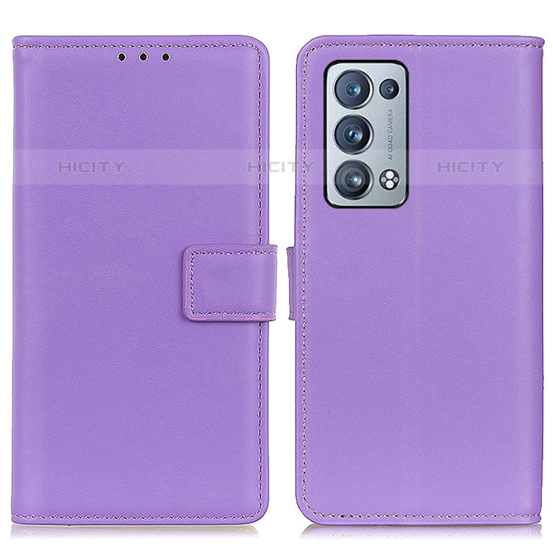 Funda de Cuero Cartera con Soporte Carcasa A08D para Oppo Reno6 Pro 5G Morado