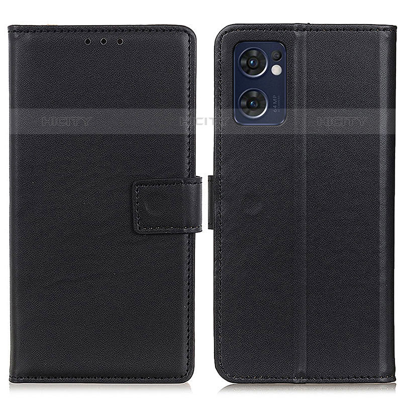 Funda de Cuero Cartera con Soporte Carcasa A08D para Oppo Reno7 5G Negro