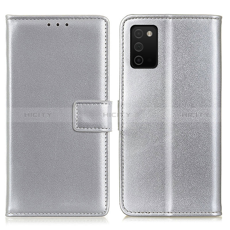 Funda de Cuero Cartera con Soporte Carcasa A08D para Samsung Galaxy A02s Plata