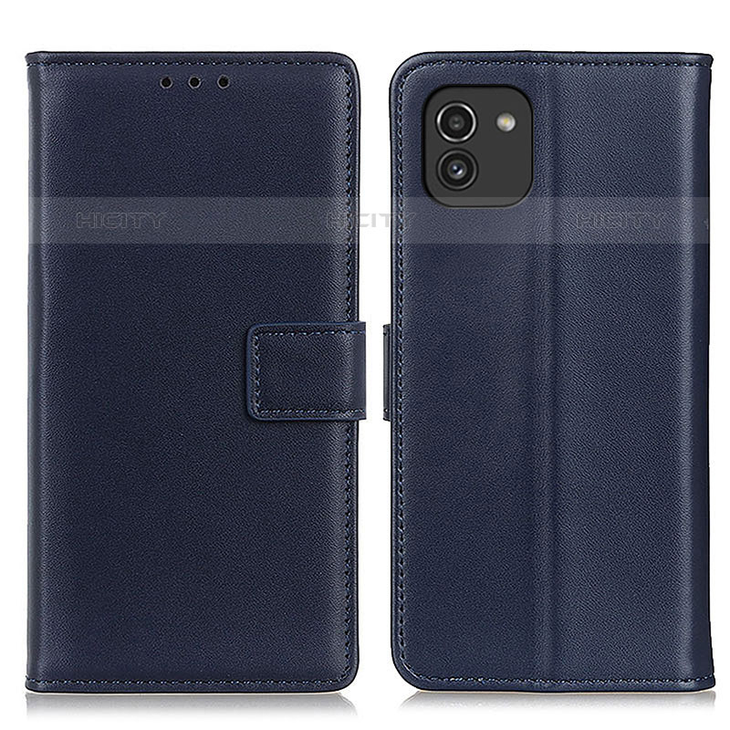 Funda de Cuero Cartera con Soporte Carcasa A08D para Samsung Galaxy A03 Azul