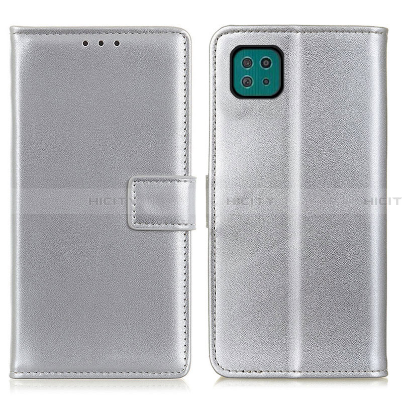 Funda de Cuero Cartera con Soporte Carcasa A08D para Samsung Galaxy A22 5G Plata