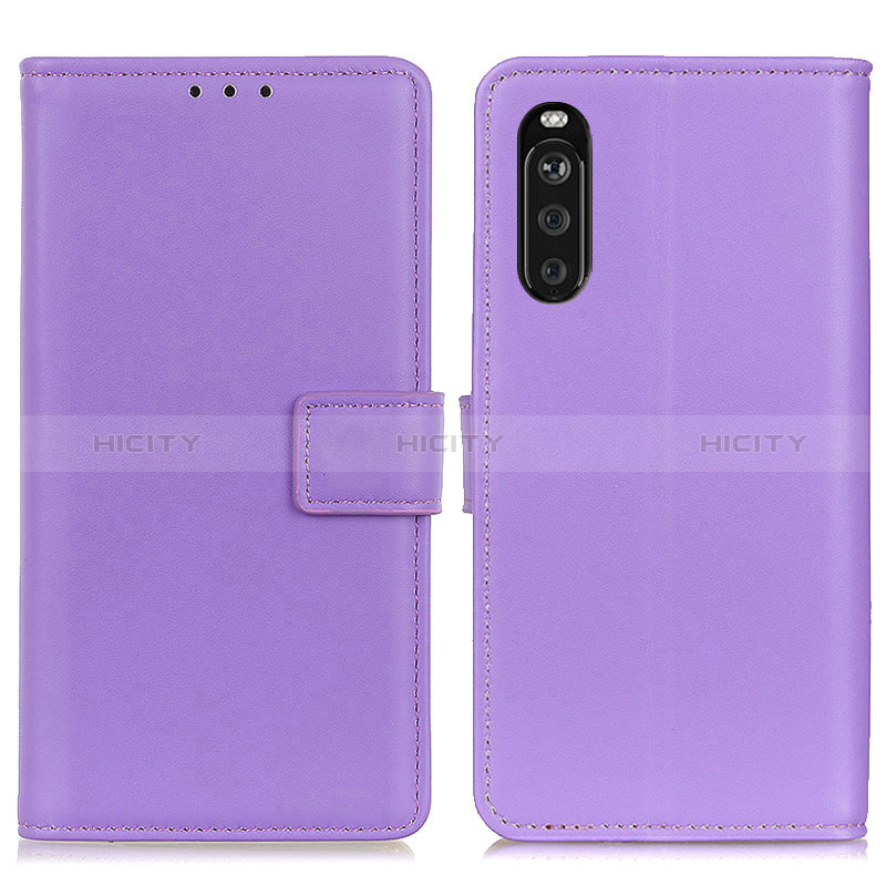 Funda de Cuero Cartera con Soporte Carcasa A08D para Sony Xperia 10 III Morado