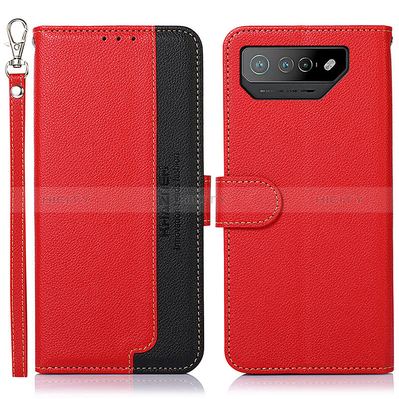 Funda de Cuero Cartera con Soporte Carcasa A09D para Asus ROG Phone 7 Ultimate Rojo