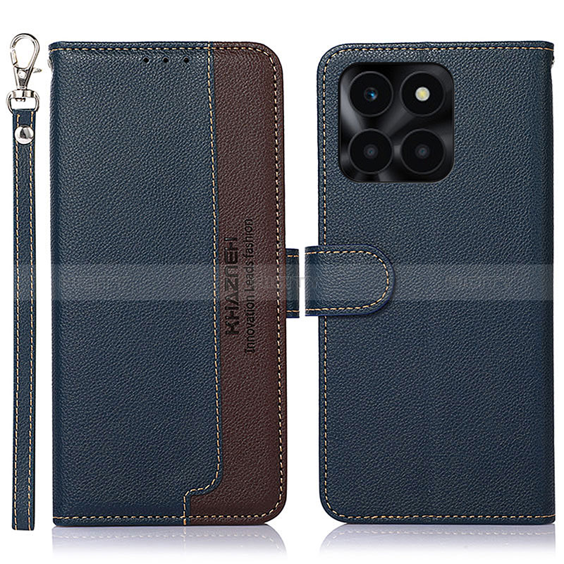 Funda de Cuero Cartera con Soporte Carcasa A09D para Huawei Honor X6a Azul