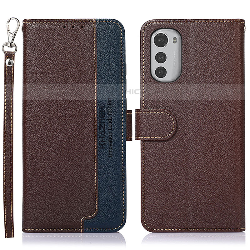 Funda de Cuero Cartera con Soporte Carcasa A09D para Motorola Moto E32s Marron