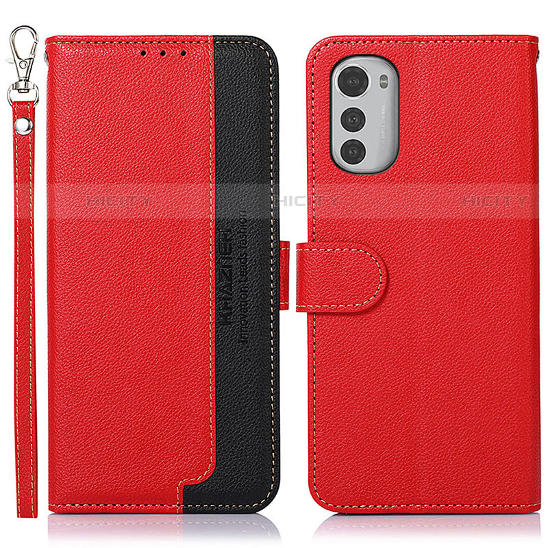 Funda de Cuero Cartera con Soporte Carcasa A09D para Motorola Moto E32s Rojo