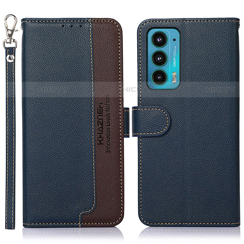 Funda de Cuero Cartera con Soporte Carcasa A09D para Motorola Moto Edge 20 5G Azul