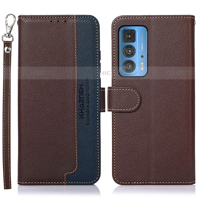 Funda de Cuero Cartera con Soporte Carcasa A09D para Motorola Moto Edge 20 Pro 5G Marron