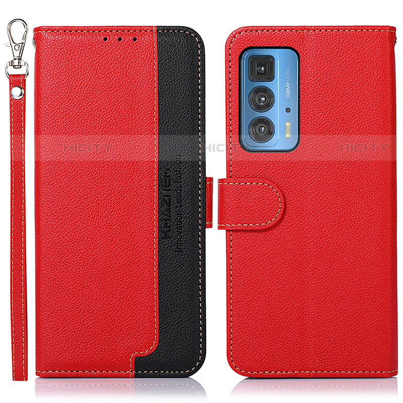 Funda de Cuero Cartera con Soporte Carcasa A09D para Motorola Moto Edge 20 Pro 5G Rojo